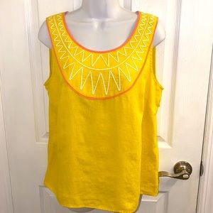 BODEN Sunray Yellow Linen Sleeveless Tank Top Size 14
